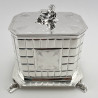 Victorian Silver Plated Biscuit or Trinket Box with Figural Farmer Resting on a Wheatsheaf