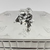 Victorian Silver Plated Biscuit or Trinket Box with Figural Farmer Resting on a Wheatsheaf