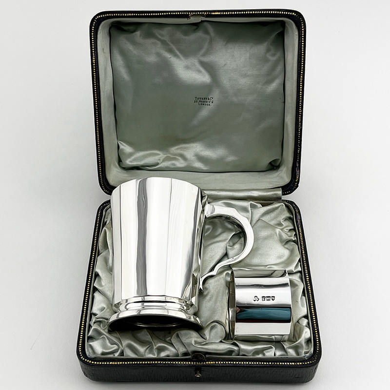 Boxed Sterling Silver Two Piece Christening Set Retailed by Tiffany & Co