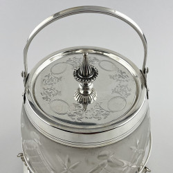 Victorian Silver Plated and Cut Glass Biscuit or Trinket Barrel