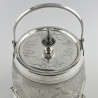 Victorian Silver Plated and Cut Glass Biscuit or Trinket Barrel