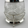Victorian Silver Plated and Cut Glass Biscuit or Trinket Barrel