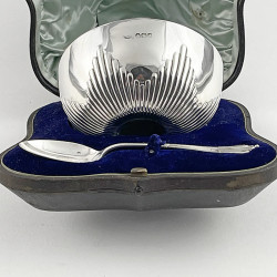 Boxed Victorian Sterling Silver Two Piece Christening Set