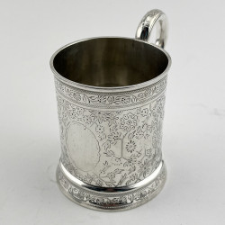 Beautifully Engraved Victorian Sterling Silver Childs Christening Mug