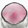 Sterling Silver and Pink Guilloche Enamel Topped Dressing Table Jar