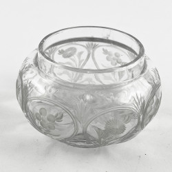 Sterling Silver and Pink Guilloche Enamel Topped Dressing Table Jar
