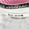 Sterling Silver and Pink Guilloche Enamel Topped Dressing Table Jar