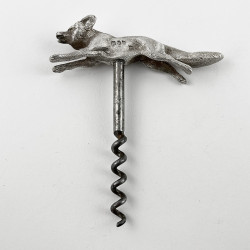 Unusual Victorian Sterling Silver Fox Cork Screw (1892)