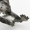 Decorative Pair of Continental Sterling Silver Standing Fighting Cockerels