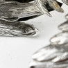Decorative Pair of Continental Sterling Silver Standing Fighting Cockerels