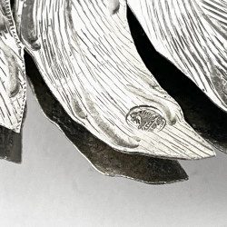 Decorative Pair of Continental Sterling Silver Standing Fighting Cockerels