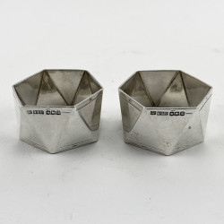 Good Quality Pair of Hexagonal Sterling Silver Napkin Rings (1929)