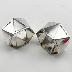 Good Quality Pair of Hexagonal Sterling Silver Napkin Rings