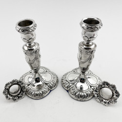 Victorian Sterling Silver Candlesticks with Detachable Floral Nozzles