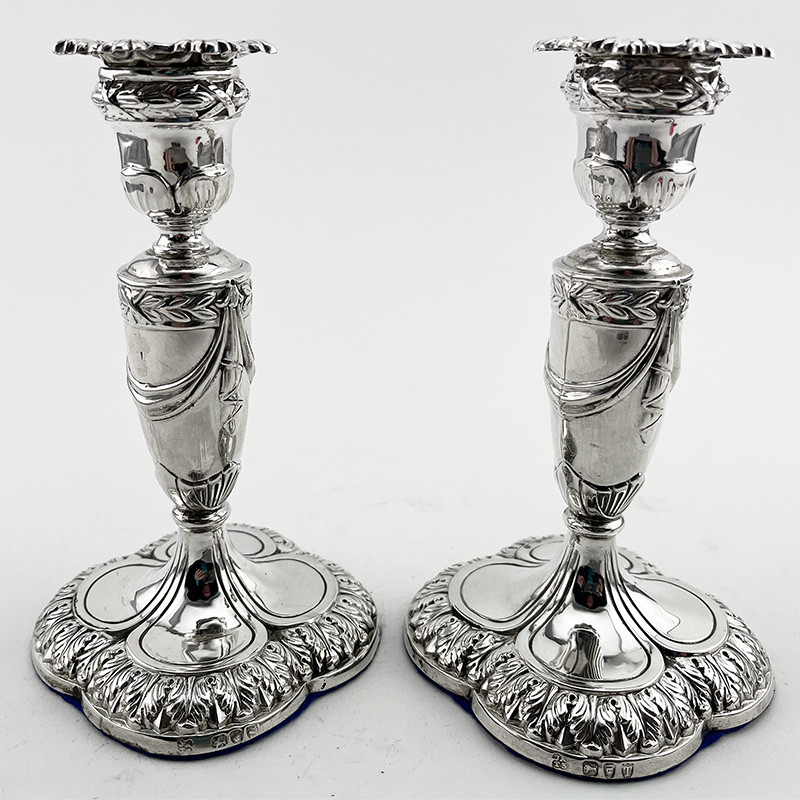 Victorian Sterling Silver Candlesticks with Detachable Floral Nozzles (1893/1894)