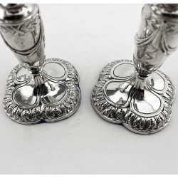 Victorian Sterling Silver Candlesticks with Detachable Floral Nozzles