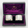 Pretty Pair of Victorian Boxed Sterling Silver Napkin Rings (1891)
