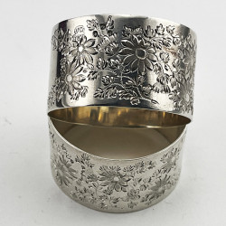Pretty Pair of Victorian Boxed Sterling Silver Napkin Rings