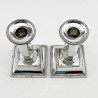 Pair of Edwardian Sterling Silver Candlesticks with Detachable Circular Beaded Nozzles