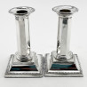 Pair of Edwardian Sterling Silver Candlesticks with Detachable Circular Beaded Nozzles