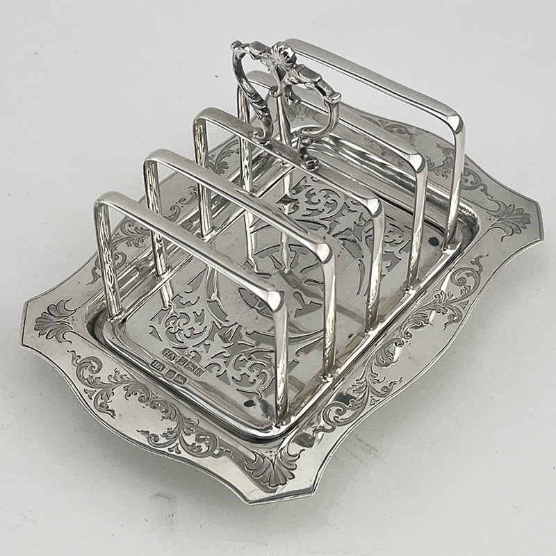 Charming Rectangular Edwardian Sterling Silver Toast Rack (1902)