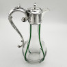 Unusual Edwardian Silver Plated Claret Jug with Green Applied Ribs (c.1900)