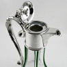 Unusual Edwardian Silver Plated Claret Jug with Green Applied Ribs