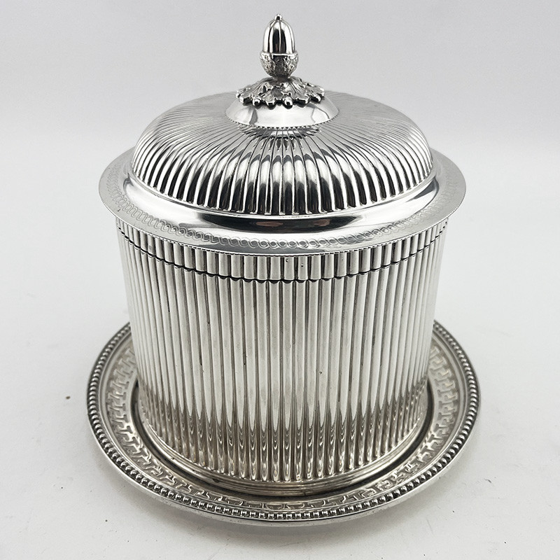 Unusual Circular Victorian Silver Plated Biscuit or Trinket Box (c.1895) Unusual Circular Victorian Silver Plated Biscuit or Trinket Box (c.1895)