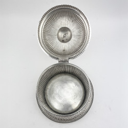Unusual Circular Victorian Silver Plated Biscuit or Trinket Box
