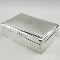 Impressive Rectangular Edwardian Sterling Silver Cigar or Trinket Box