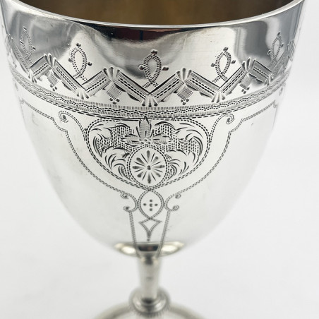 Large Victorian Sterling Silver Goblet With Floral Engraved Decoration Large Victorian Sterling Silver Goblet With Floral Engraved Decoration