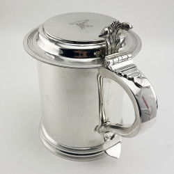Large Victorian Sterling Silver Three Pint Lidded Tankard