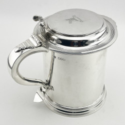 Large Victorian Sterling Silver Three Pint Lidded Tankard