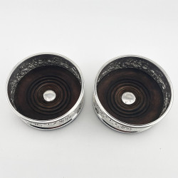 Pair of Decorative Victorian Silver Plated Wine Coasters
