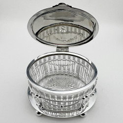 Decorative Late Victorian Cut Glass and Silver Plated Biscuit or Trinket Box