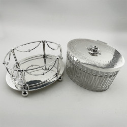 Decorative Late Victorian Cut Glass and Silver Plated Biscuit or Trinket Box