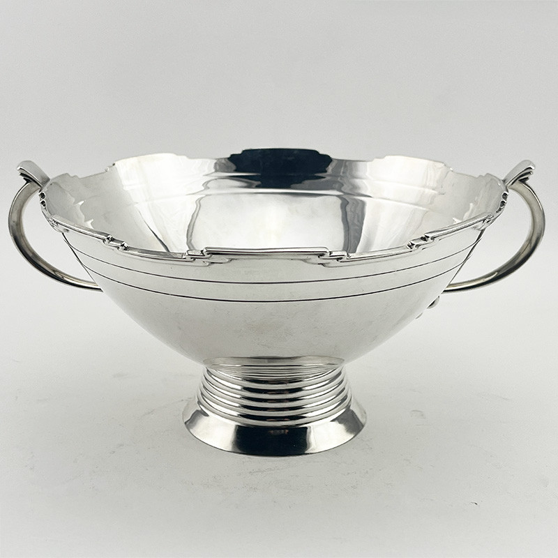 Large Art Deco Style Sterling Silver Bowl by James Dixon & Sons (1938)