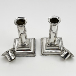 Pair of Late Victorian Classical Style Sterling Silver Candlesticks