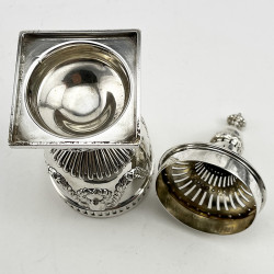 Edwardian Sterling Silver Sugar Caster with Pull Off Pierced and Waisted Neck