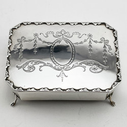 Sterling Silver Jewellery Box with Red Silk Lining