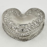 Victorian Sterling Silver Heart Shaped Jewellery Box (1881)