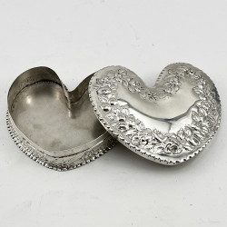 Victorian Sterling Silver Heart Shaped Jewellery Box