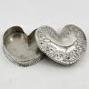 Victorian Sterling Silver Heart Shaped Jewellery Box