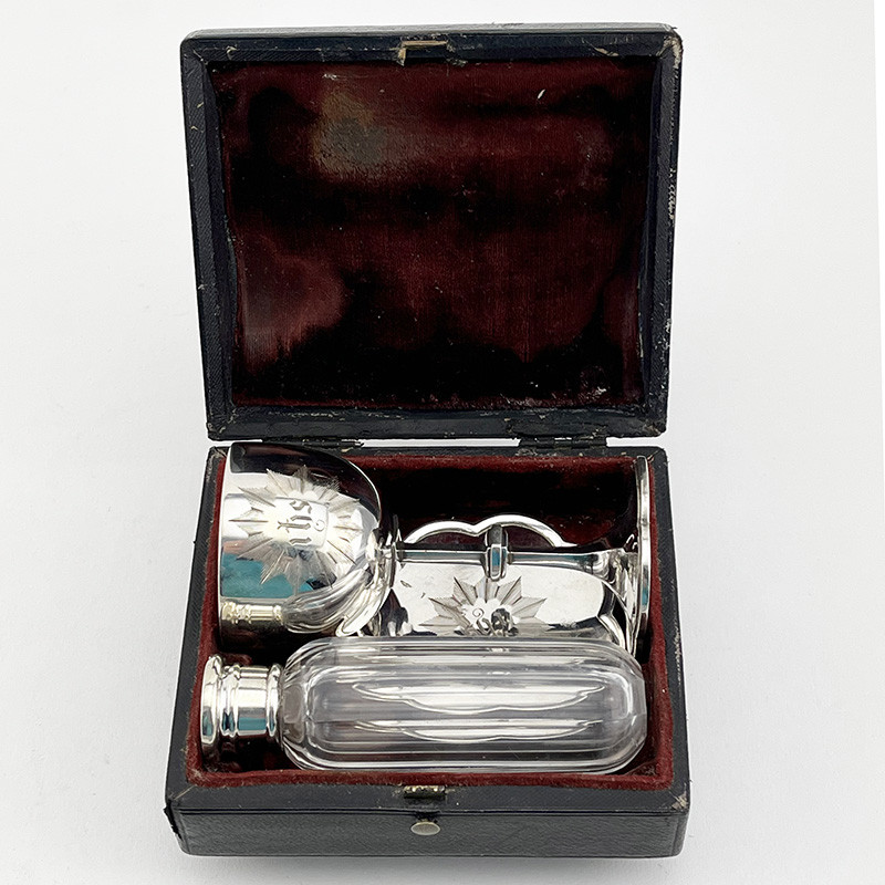 Early Victorian Sterling Silver Travelling Communion Set