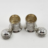 Pair of Victorian Embossed Sterling Silver Pepper Pots