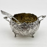 Good Quality Victorian Sterling Silver Sugar Bowl with Matching Sifter Spoon