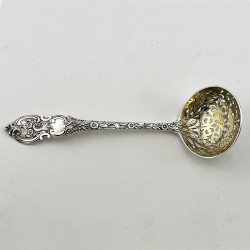 Good Quality Victorian Sterling Silver Sugar Bowl with Matching Sifter Spoon