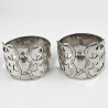 Unusual Edwardian Design Boxed Pair of Sterling Silver Napkin Rings