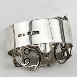 Unusual Edwardian Design Boxed Pair of Sterling Silver Napkin Rings
