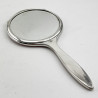 Pretty Sterling Silver and Pink Guilloche Enamel Hand Mirror